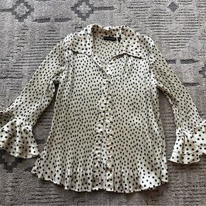 Essentials by Milano Polka Dot Ruffle Sleeve Blouse